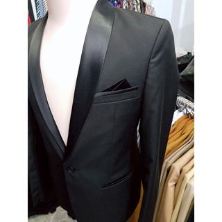 [Cổ Sam] Áo vest nam form ôm màu đen tặng cà vạt đen + hộp đựng