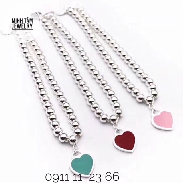 Lắc tay bi bạc trái tim Tìany bạc S925 Minh Tâm Jewelry