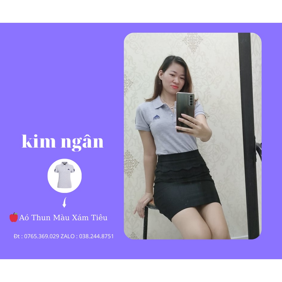 Aó Thun Cá Sấu Nữ Màu Xám Tiêu Kèm Ảnh Thật Fom Chuẩn Vải Dày Mịn Co Giãn 4 Chiều Có Size Đại