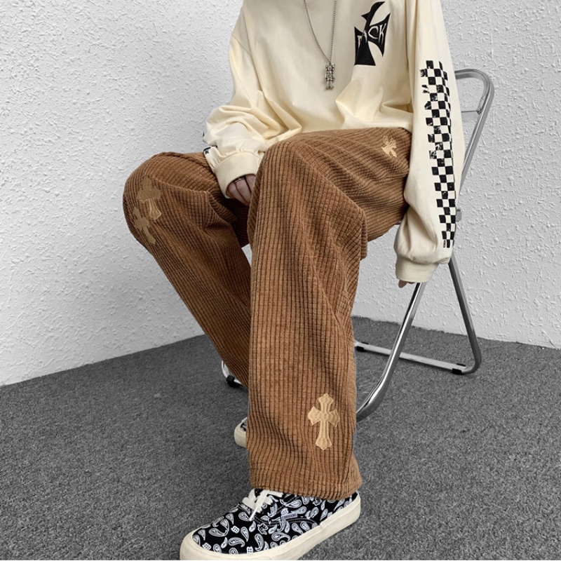 ♞AFF LIGA♞ Quần dài thể thao ống rộng lưng thun co giãn phong cách hiphop đường phố thời trang cho nam