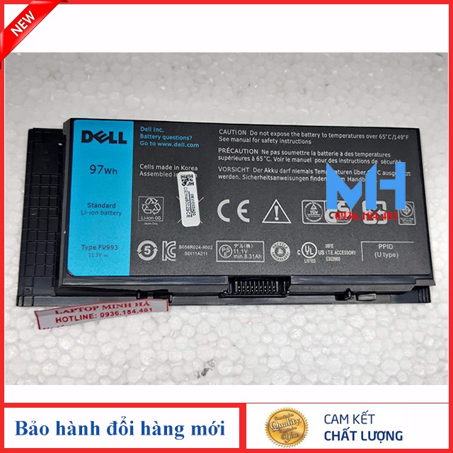 Pin laptop Dell Precision M4800 M4600 M6700 M4700 M6600 M6800 M50 FV993 T3NT1 97KRM 9GP08 KJ321 PG6RC R7PND X57F1 97WH