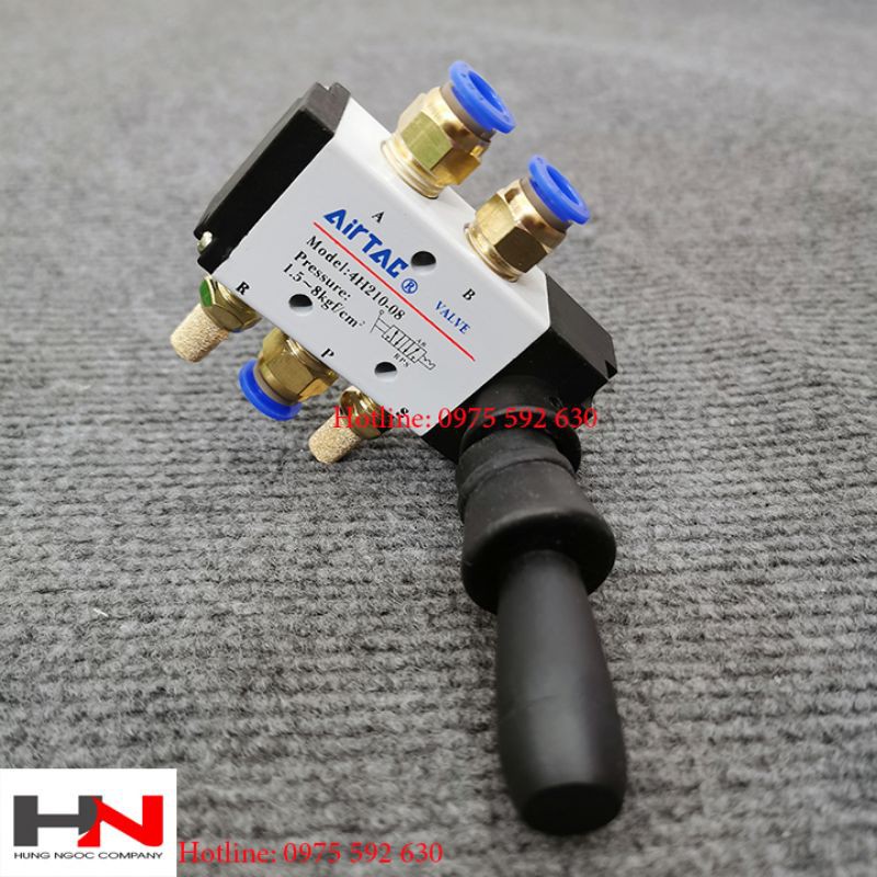 Bộ van tay gạt đóng mỏ xi lanh khí nén 4H-02 đủ cút nối ống và giảm âm