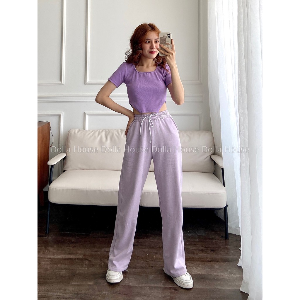 Nguyên Set Tím Mộng Mơ Bao Gồm quần Thể Thao Với Áo Ngắn Tay ( Ảnh Thật ) DollaHouse