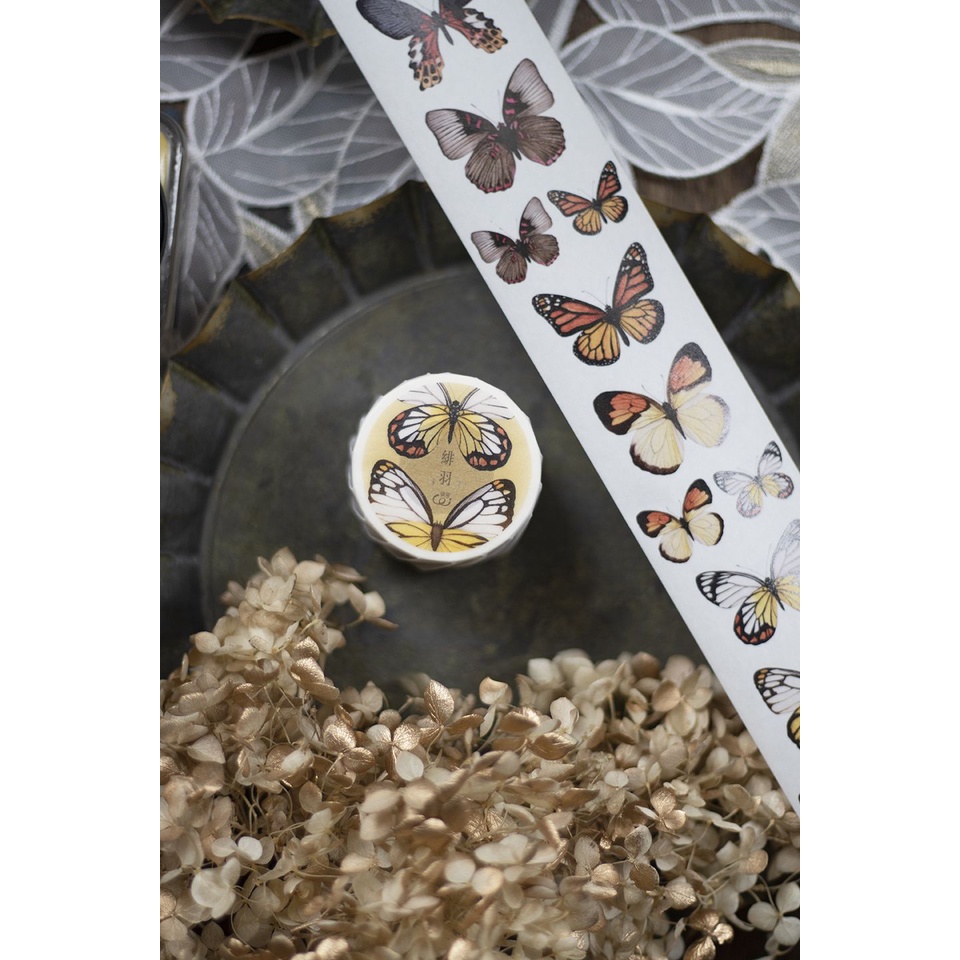 Meohime 𓃠Hãng Loidesign - Băng dán washi tape cổ điển vintage butterfly