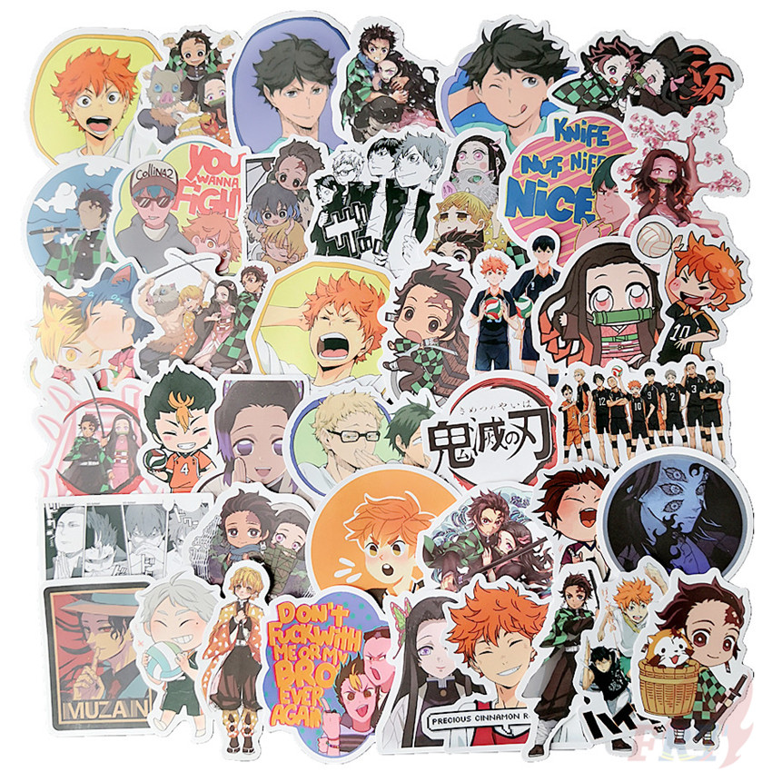 100Pcs/Set ❉ Haikyuu!! &amp; Demon Slayer - Hot POP Anime Mixed Stickers ❉ DIY Fashion Doodle Decals Stickers