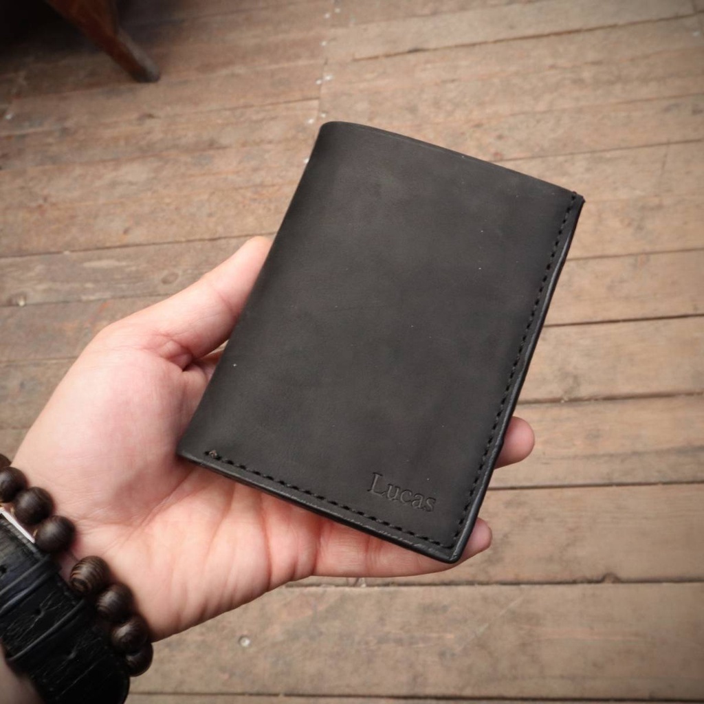 Ví nam gập đôi da bò Crazy Horse may thủ công Handmade 100%, chính hãng Lucas Shoes, bảo hành 6 tháng