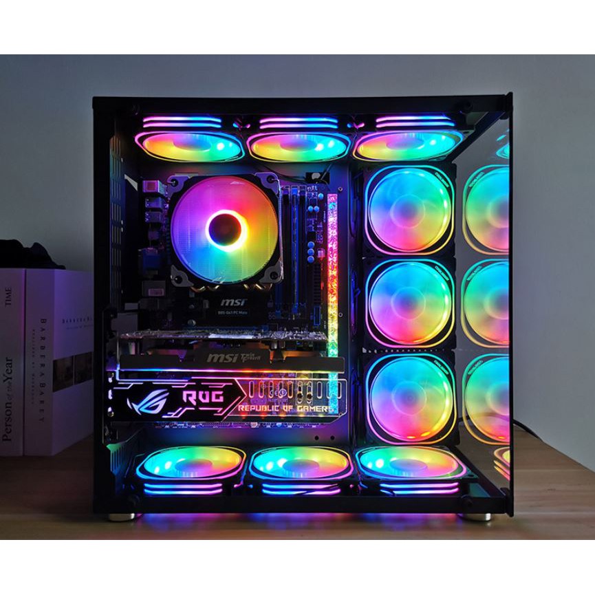 Bộ 3 Quạt Tản Nhiệt, Fan Case Led RGB Coolmoon U1  - Kèm Bộ Hub Sync Main, Đổi Màu Theo Nhạc