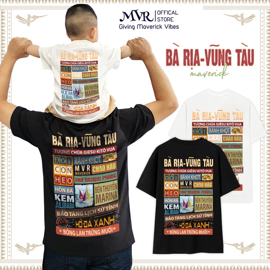 Áo thun Vũng Tàu - Tỉnh Bà Rịa in 2 mặt Unisex phông rộng tay lỡ cotton ao căp gia đình du lịch món ăn UNDER MVR BB4175