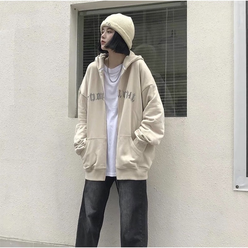 Áo nỉ Hoodie style Ulzzang [FREESHIP] Áo nỉ bông kéo khoá UNISEX áo khoác có mũ Freesize