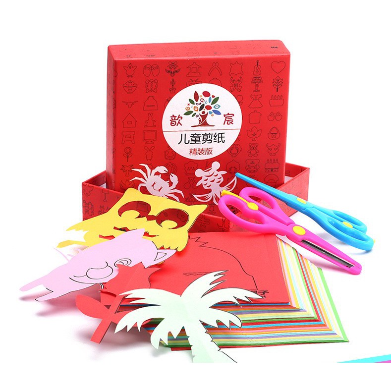 ✂️BỘ CẮT GIẤY 240 TỜ + TẶNG KÈM 2 KÉO_ĐỒ CHƠI THỦ CÔNG CHO BÉ
