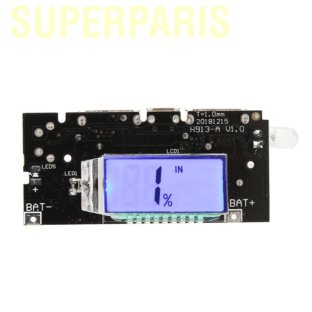 Superparis Dual USB 5V 1A/2.1A LCD Power Bank 18650 Lithium Battery Charger DIY Module