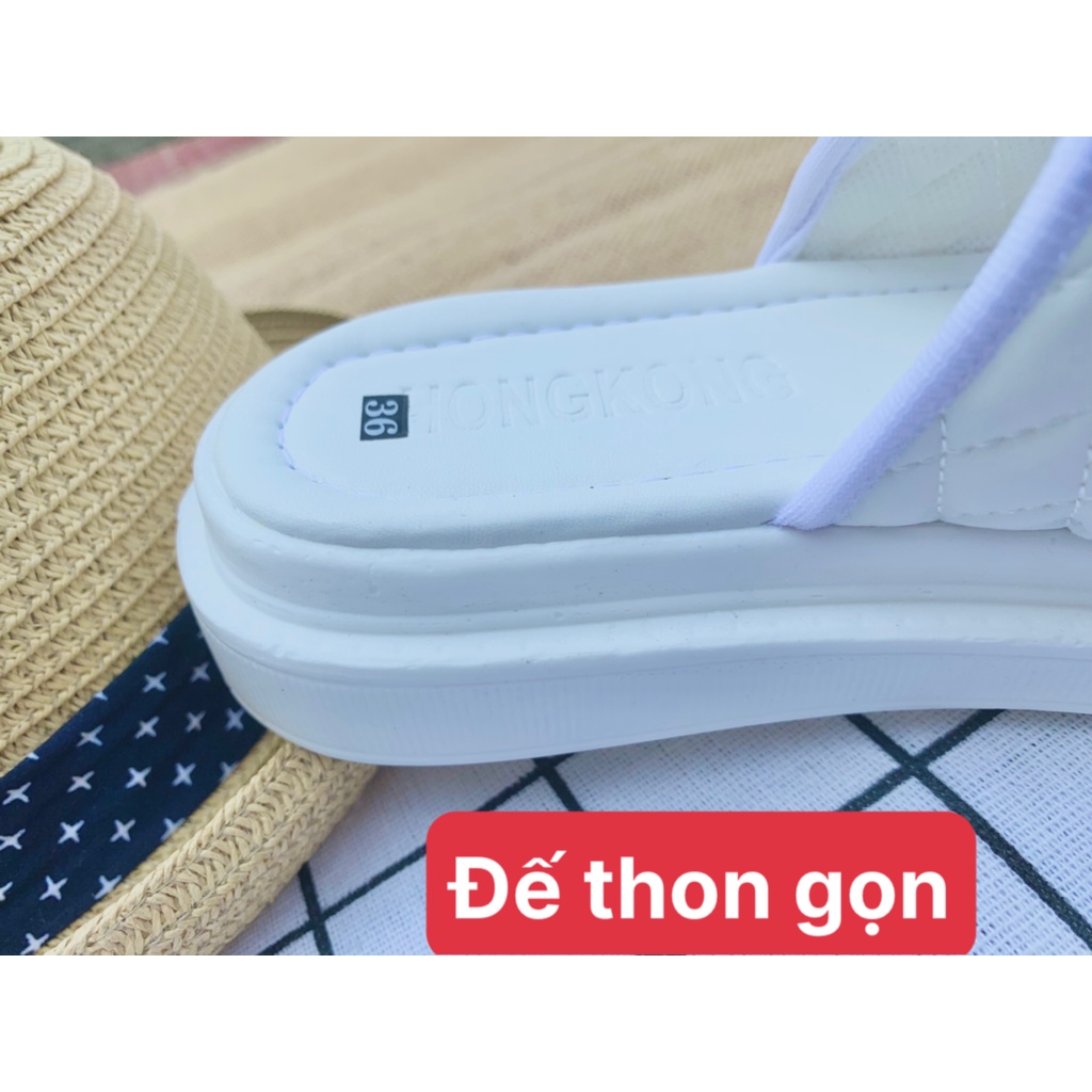 Dép lê nữ quai ngang đế bánh mì cao 3 phân kiểu 2 quai da đẹp thời trang