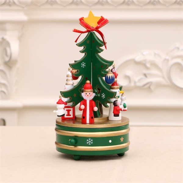 Hộp nhạc xoay màu xanh-Đồ trang trí Noel
