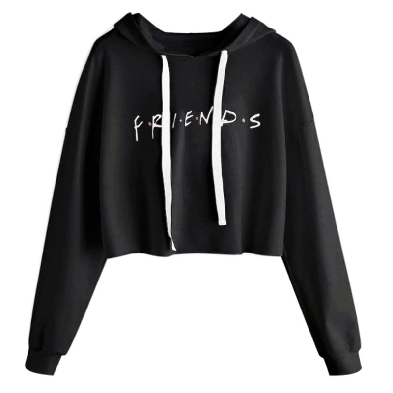Áo hoodie lửng in chữ Friends cho nữ