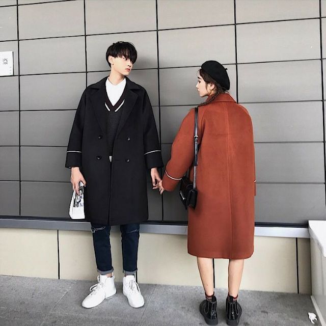 (sẵn )Áo khoác dạ măng tô kết hợp viền tay, phong cách Hàn Quốc | BigBuy360 - bigbuy360.vn