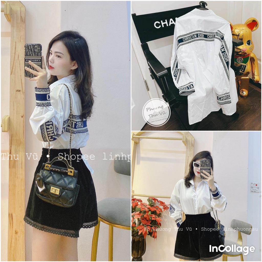 [Mã FAMARAL1 giảm 10K đơn 50K] Áo sơ mi trắng PHỐI LEN DI.OR chất đẹp dáng suông (ẢNh thật tự chụp)