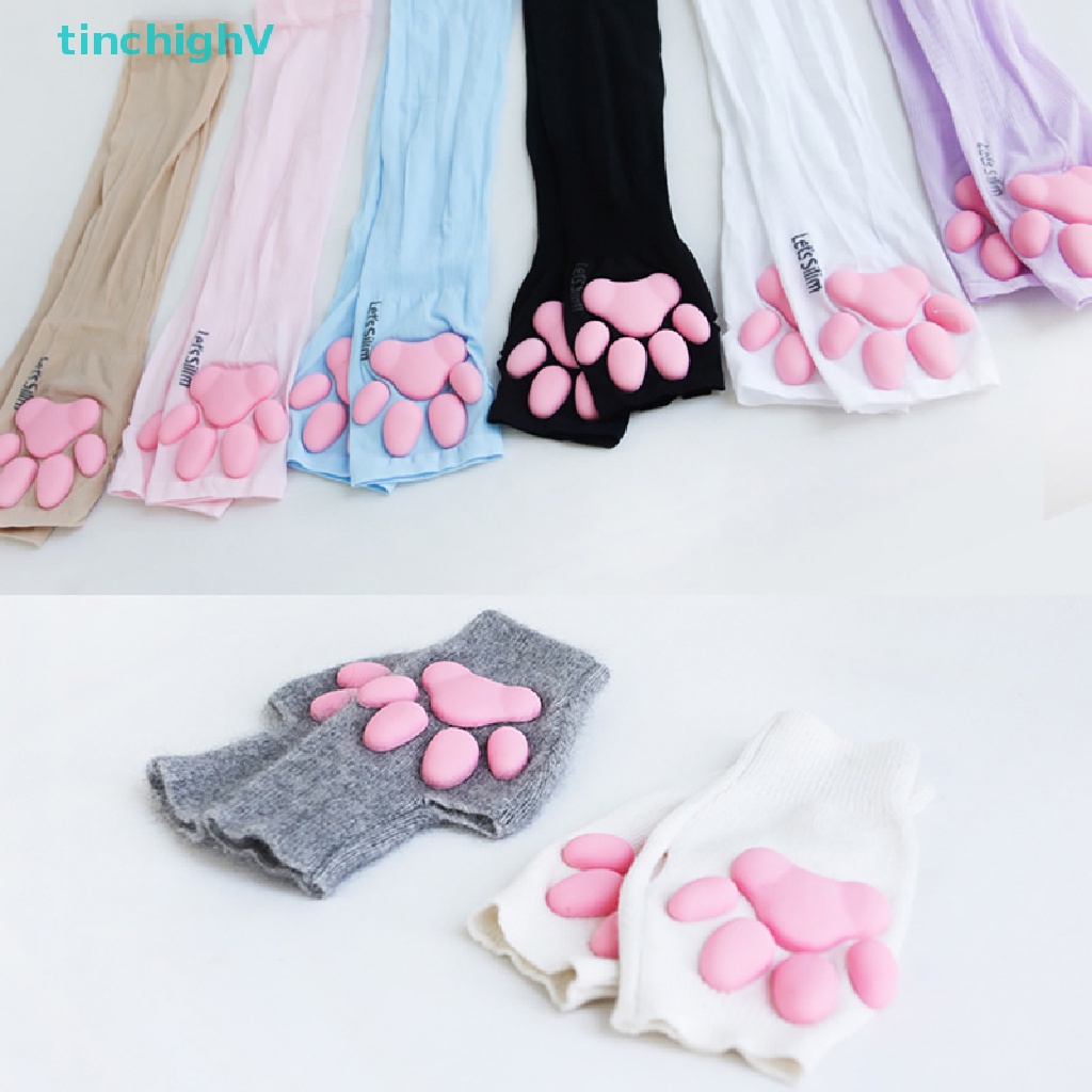 Găng Tay Chống Nắng UV Co Giãn Hình Chân Mèo Dễ Thương