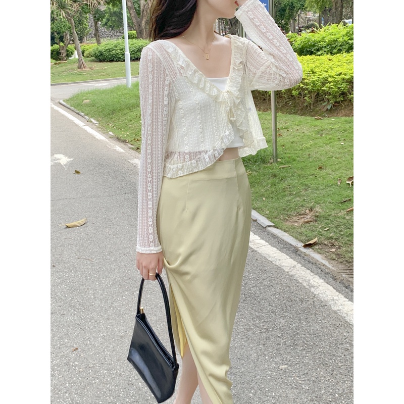 Áo Khoác Cardigan Ngắn Phối Ren Chống Nắng Phong Cách Phương Tây Thời Trang Mùa Hè Hàng Mới Dành Cho Bạn Nữ