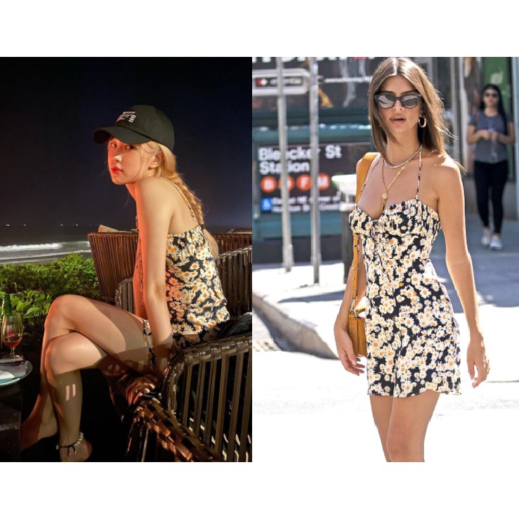 Đầm 2 dây hoa cúc Rose BlackPink