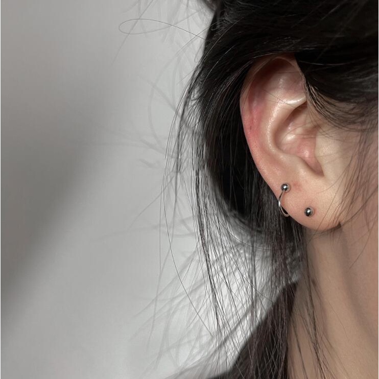 1 Cặp Khuyên Tai Hình Quả Cầu Xoắn Ốc Bằng Thép Không Gỉ Thời Trang Unisex