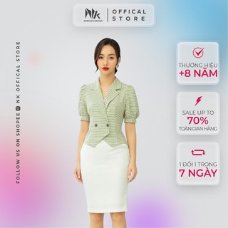 Áo Sơ Mi Nữ Công Sở NK FASHION Thiết Kế Cúc Eo Tay Bồng Hoạ Tiết Kẻ, Chất Liệu Hàn Cao Cấp Mềm Mịn NKSM2101002