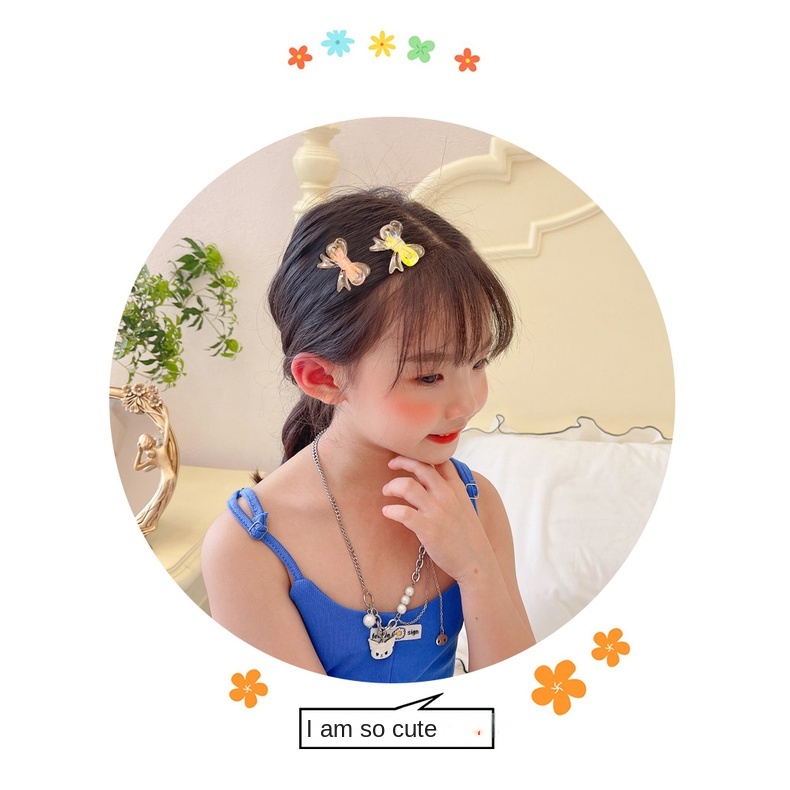 Set 6 Kẹp Tóc Nơ Trong Suốt Đáng Yêu Cho Nữ