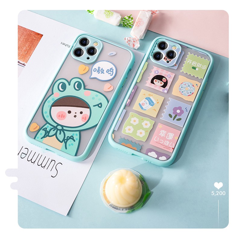 Ốp lưng iphone viền nhám Cá sấu Yuanyuanjun bảo vệ camera 6/6plus/7plus/8plus/x/xs/xs max/11/11promax DT05- Dino case