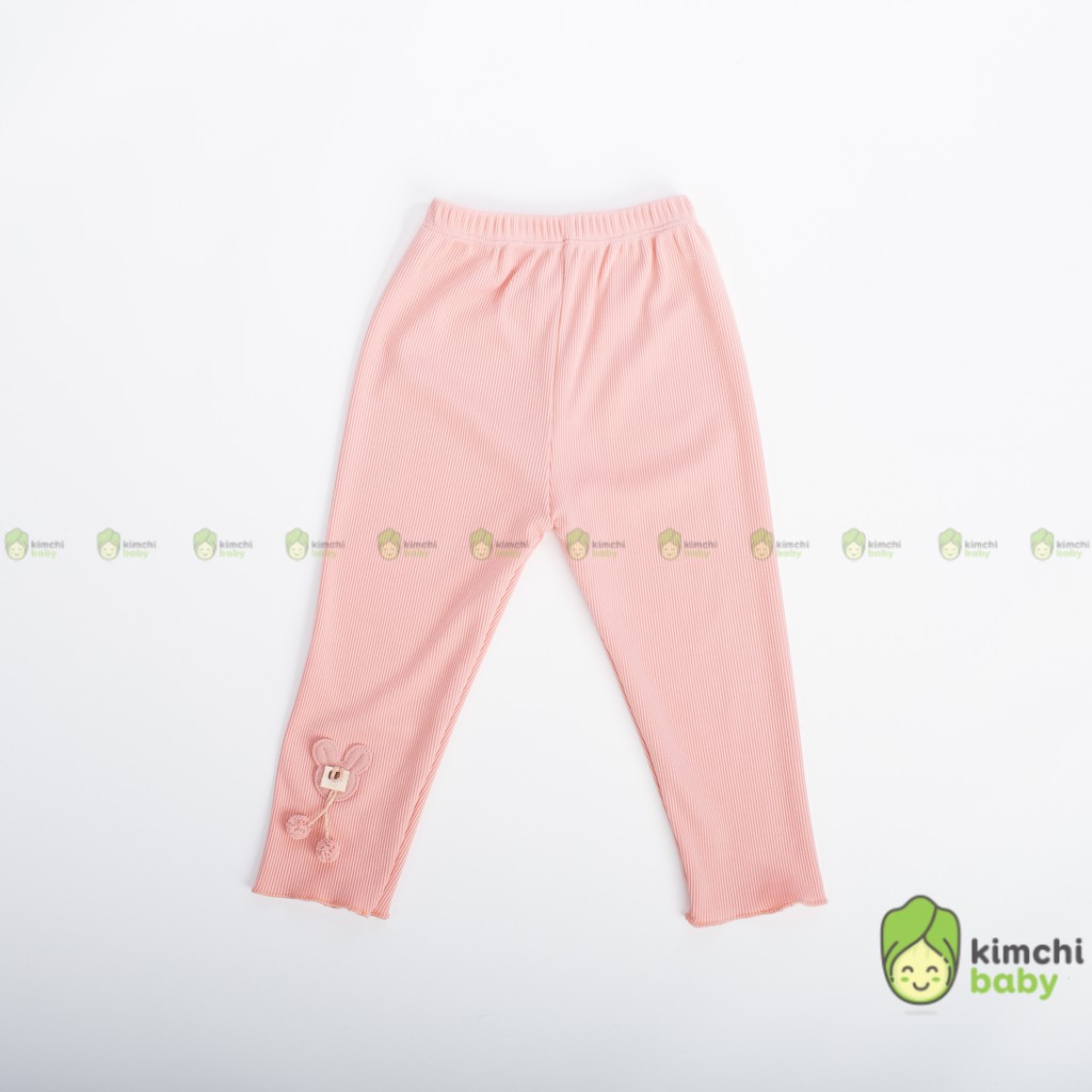 Quần Legging KIMCHIBABY Vải Thun Gân Hoạ Tiết Tai Thỏ Cực Xinh, Quần Dài Cho Bé Mặc Thu Đông Cho Bé Gái QDBG01