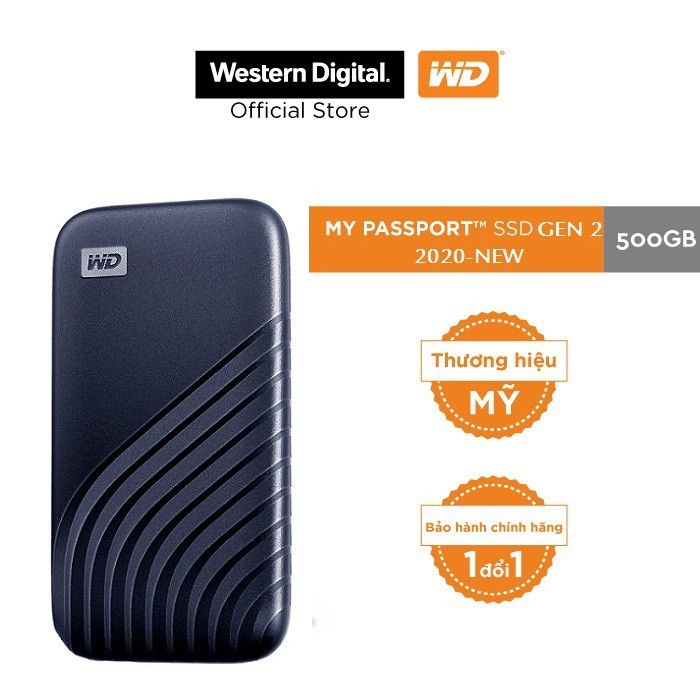 [Mã ELWD6 giảm 5% đơn 300K]Ổ cứng di động 500GB External SSD WD My Passport USB 3.2 Gen 2 WDBAGF5000ABL-WESN | WebRaoVat - webraovat.net.vn