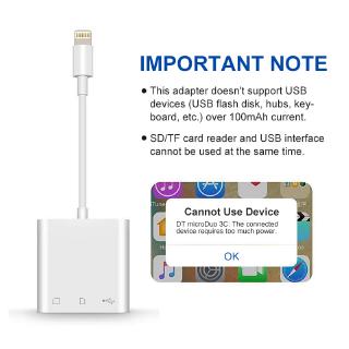 3 in 1 Lightening to USB Memory Card SD/TF Micro SD Card Reader for iPhone iPad