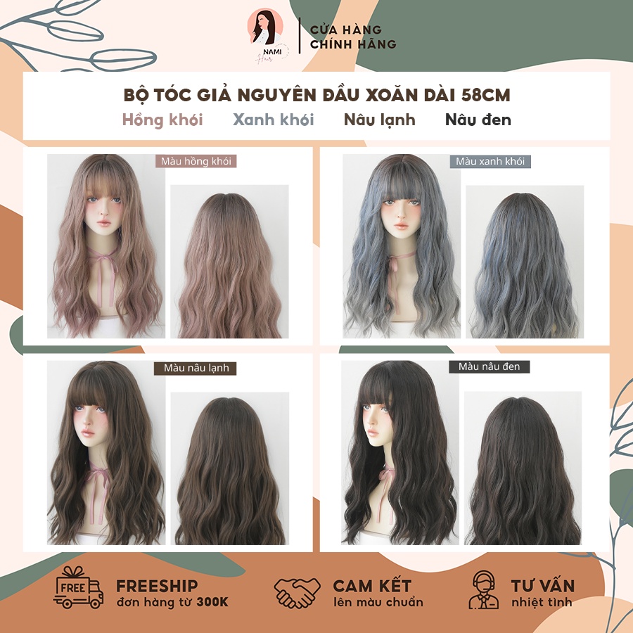 Bộ Tóc Giả Nguyên Đầu Nữ Xoăn Dài 58cm Nữ Tính HOT nhất NAMI HAIR C8269