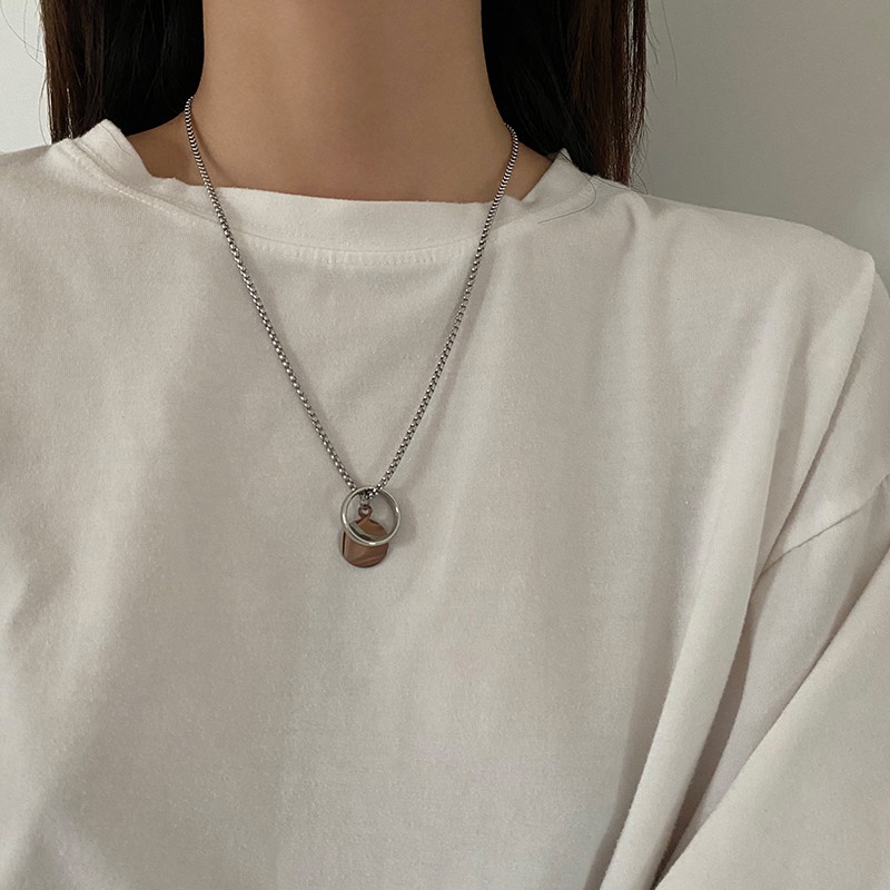 Vòng cổ mặt nhẫn tròn phong cách hip hop cá tính cho nam và nữ