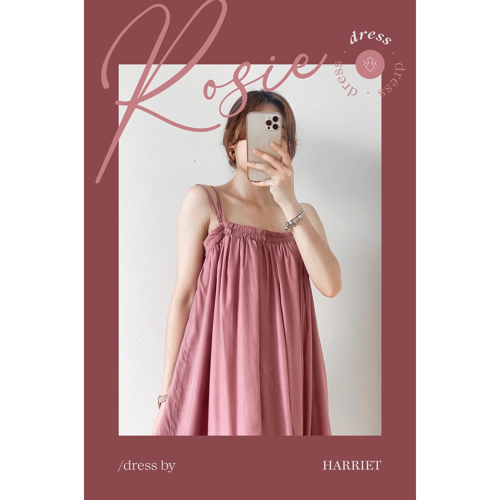 Váy dây Rosie freesize lụa hồng cháy hai lớp Harriet