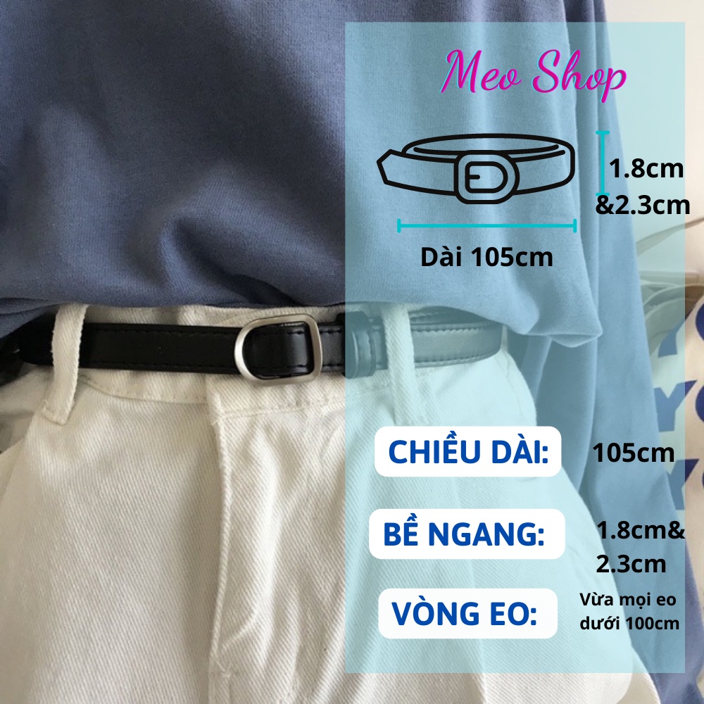 Dây nịt HÌNH THOI bản nhỏ - bản vừa đai váy da nữ trơn mặt bạc - Thắt lưng nữ da đẹp cao cấp Mặt bạc hình thoi không lỗ