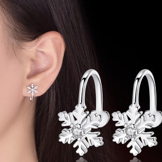 Tổng hợp mẫu bông tai kẹp bán chạy - Bông tai hoa tuyết kẹp vành BHBT199