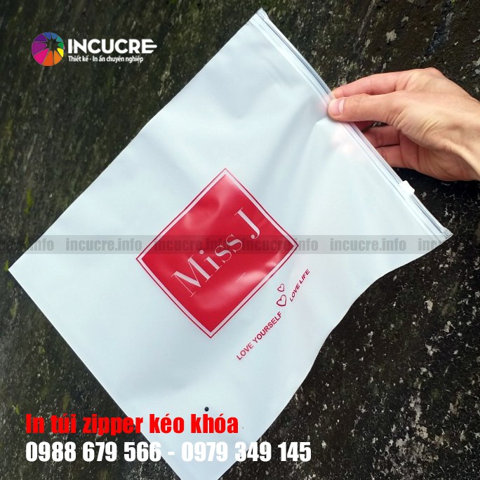 200 túi zipper kéo khóa lụa mờ kích thước 25x35cm in logo shop