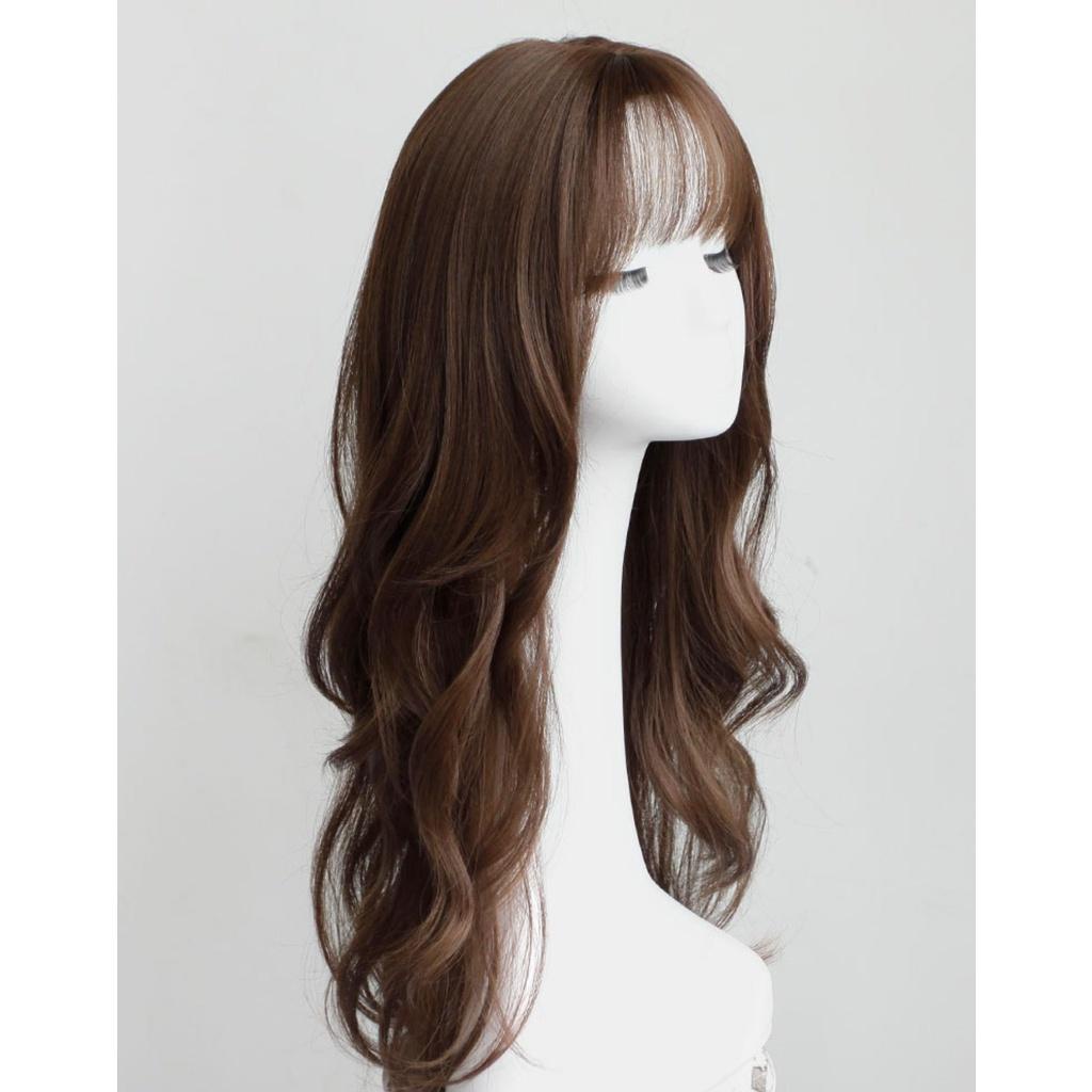 Tóc giả nguyên đầu xoăn dài quá lưng mái bằng 50cm MS8818 Qiqishop
