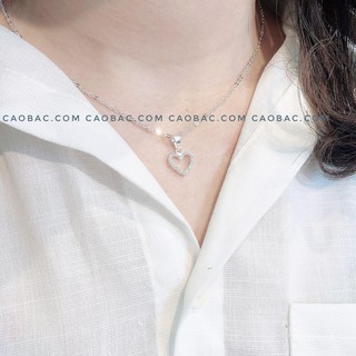 DÂY CHUYỀN BẠC💝FREESHIP💝💝Dây chuyền tim rỗng đá móc bản to