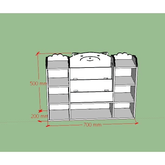 Kệ giá sách hình gấu kèm 8 ngăn chứa đồ (nhiều màu sắc)