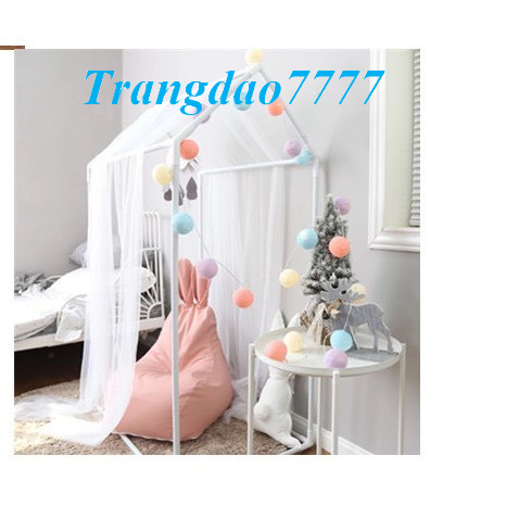 Dài 2 Mét 20 Bóng Đèn Cầu Mây Đèn Led Bóng Tròn Cotton Ball Trang Trí Tiệc Cắm Trại Rẻ Đẹp