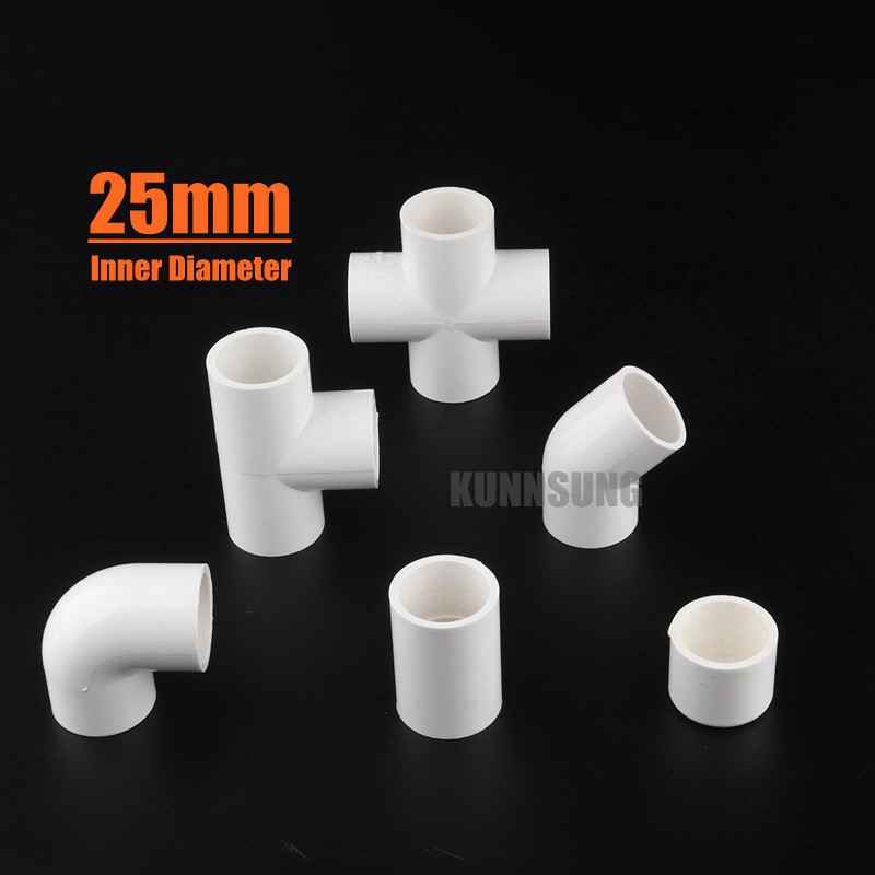 Bộ 6 cái khớp ghép nối ống nước PVC hình chữ T 25mm 3 màu cho bể cá nguồn nước