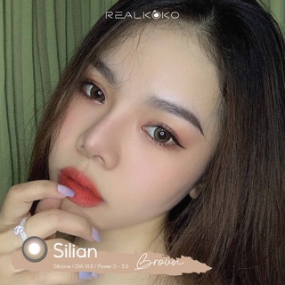 Kính áp tròng- Lens có độ cận Silian Brown 14.5 mm giãn tròng tự nhiên Hàn quốc REALKOKO