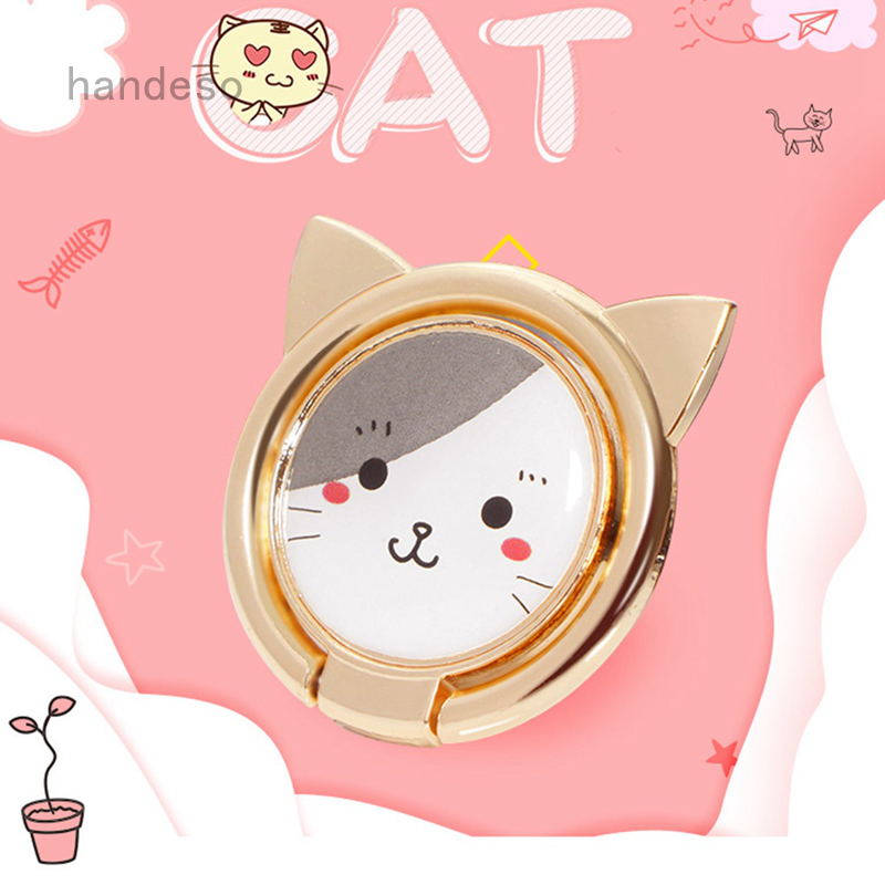 Metal Animal Cat Finger Ring Smart Phone Stand Holder
