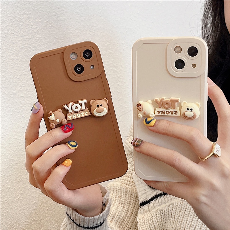 Ốp điện thoại da mềm hình gấu nâu hoạt hình 3D thích hợp cho IPHONE 13 12 11 PRO MAX XR 8 7 PLUS