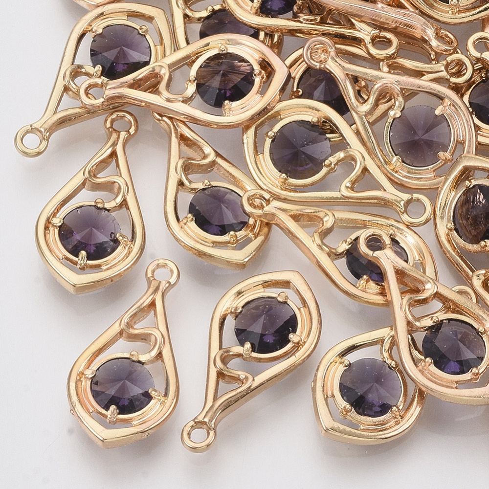 Set 1/5 Mặt Dây Chuyền Đồng Thau Mạ Vàng/Bạc Mặt Tròn Đa Dạng 20x16x5.5mm 1.5mm