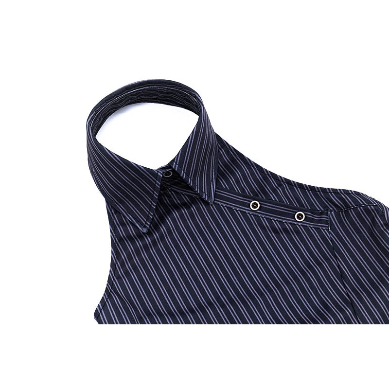 Áo Tank Top Kẻ Sọc Hở Lưng Phối Nút Thời Trang Cho Nữ