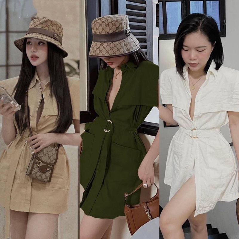 ĐẦM SƠ MI KÈM BELT (KÈM VIDEO HÌNH THẬT)