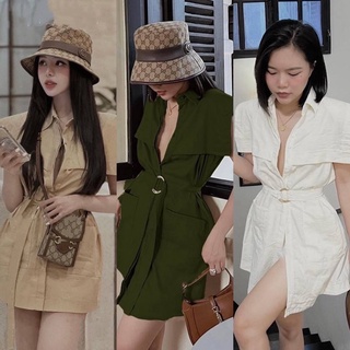 Đầm sơ mi kèm belt