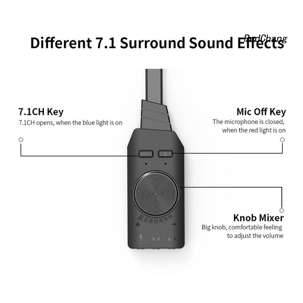 -SPQ- GS3 7.1 Channel USB External PC Laptop Phone Gaming Sound Card Volume Adjuster