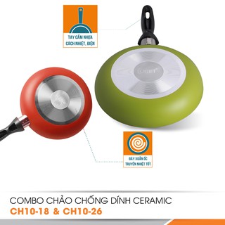 COMBO 2 CHẢO CHỐNG DÍNH CERAMIC COMET CH10-18&26